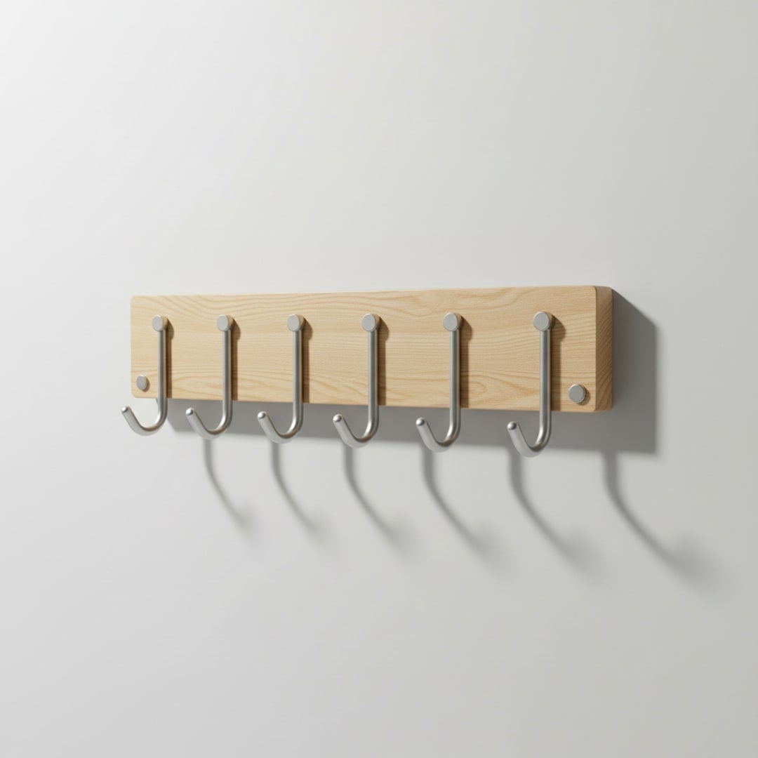Wall Coat Rack, Beech and Steel