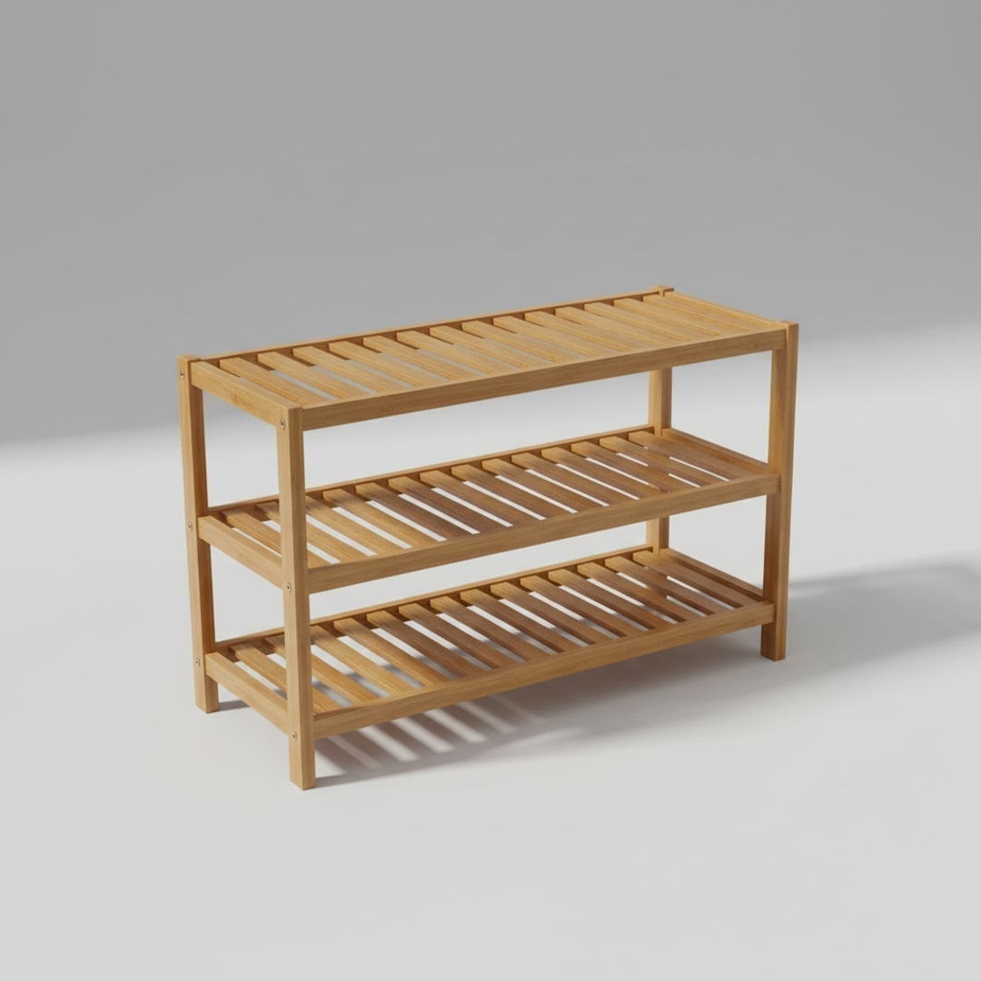 Shoe Rack, 3-Tier Bamboo — Abbey Hub