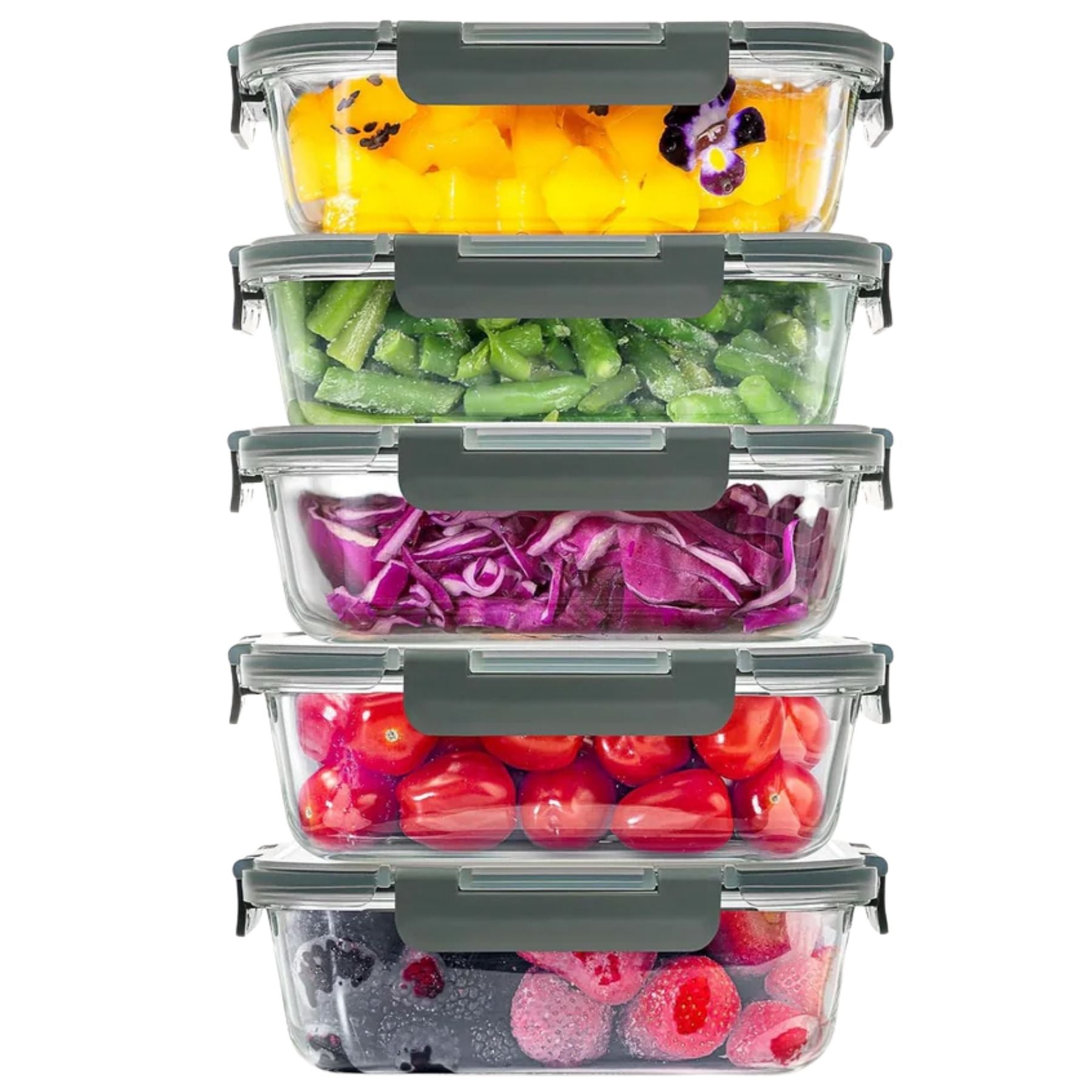 Glass Food Storage Containers with Clip Lids, Set of 5 — Abbey Hub