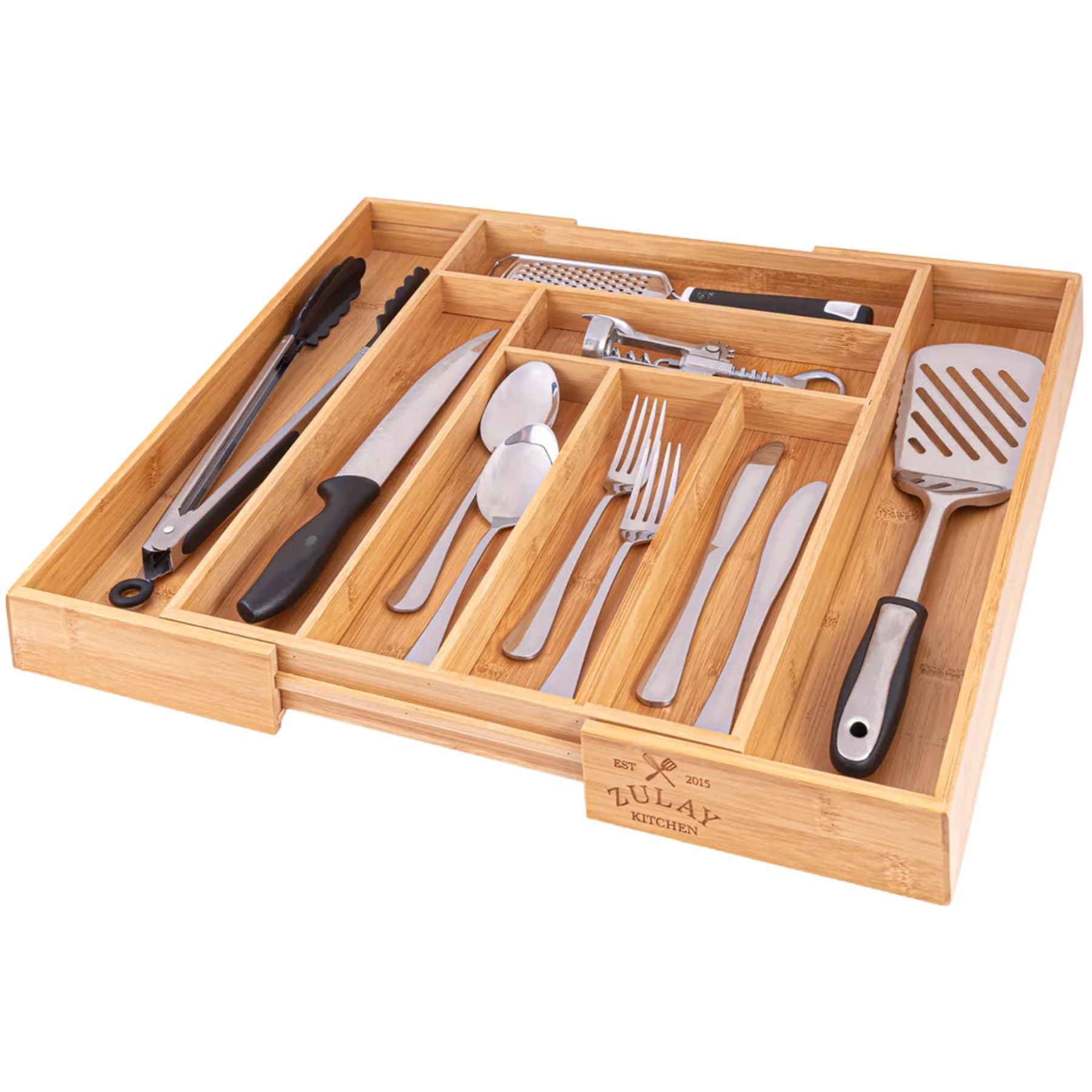 Bamboo Cutlery Organizer, Expandable 32-55 cm — Abbey Hub